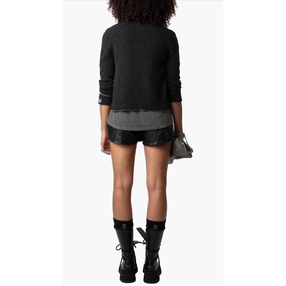 NEW ZADIG & VOLTAIRE zadig & voltaire voltia cashmere collared cardigan in anthr - Picture 6 of 6